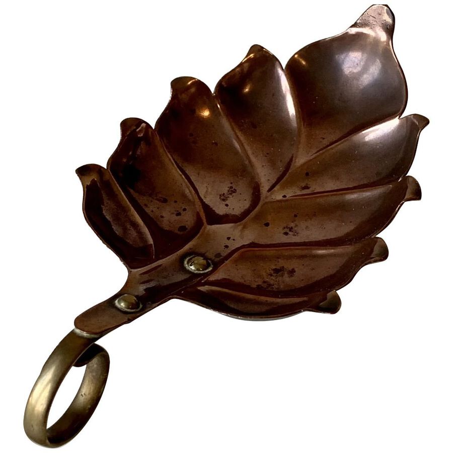 Victorian Brass and Copper Leaf Shaped Spoon