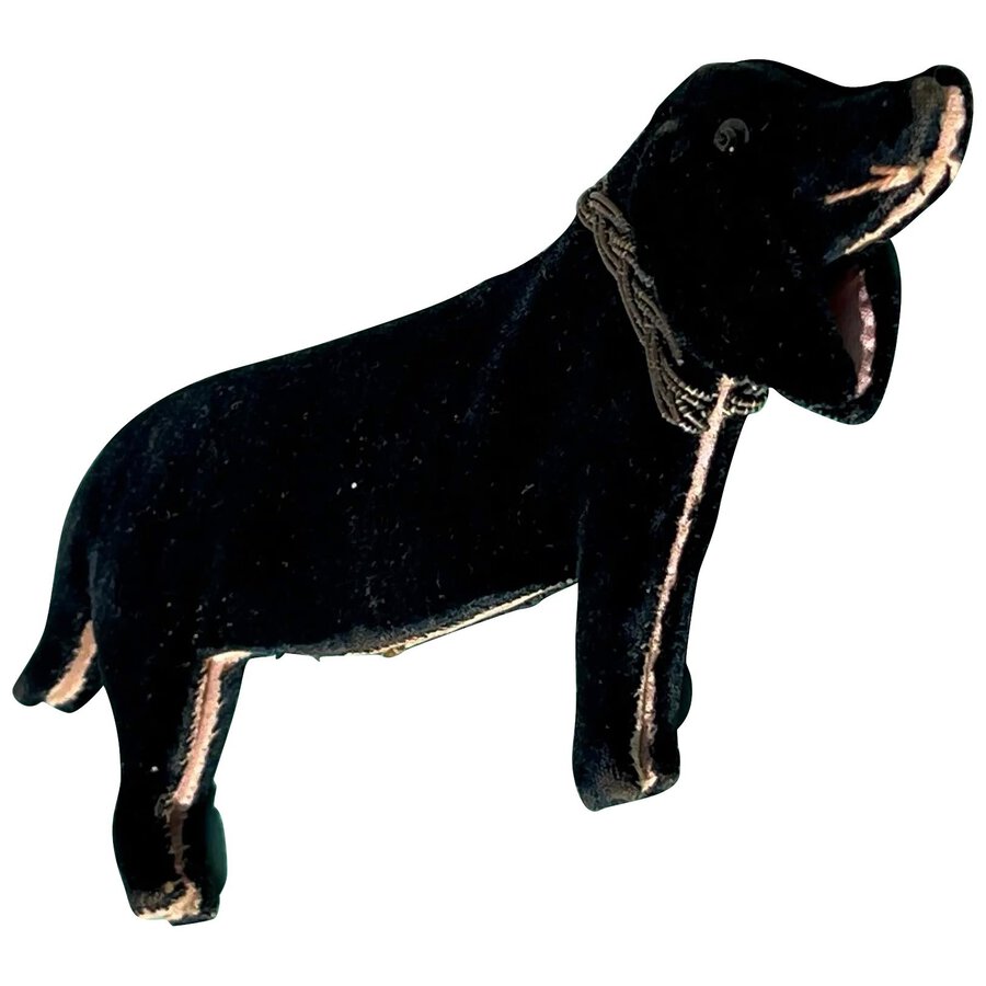 Antique French Velvet dachshund dog Jewellery Pouch