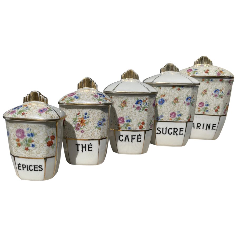 French Art Deco Kitchen Canisters	