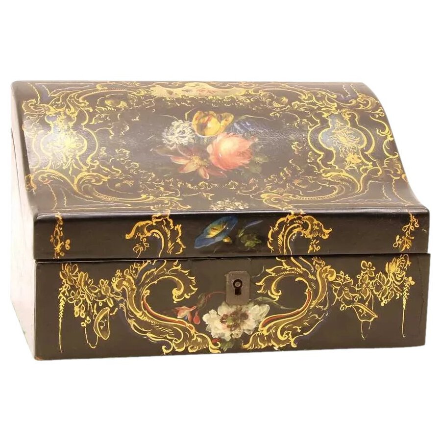 Victorian Papier Mache and Lacquer Stationery Box	
