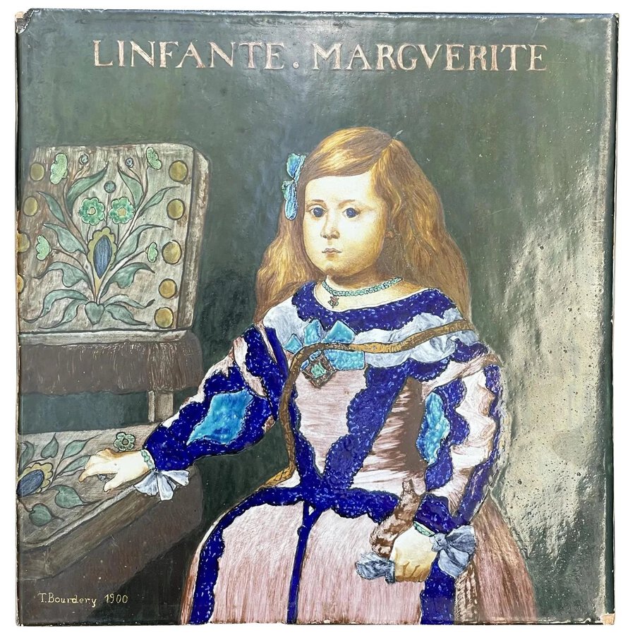 Antique French Tile of Infante Marguerite	