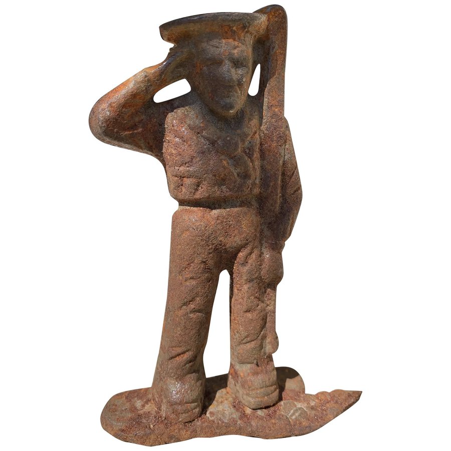 French Late 1800s Cast Iron Farmer	
