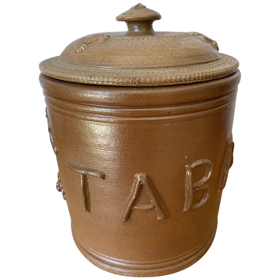 Tabac Jar 1800s Glazed Staffordshire Pottery