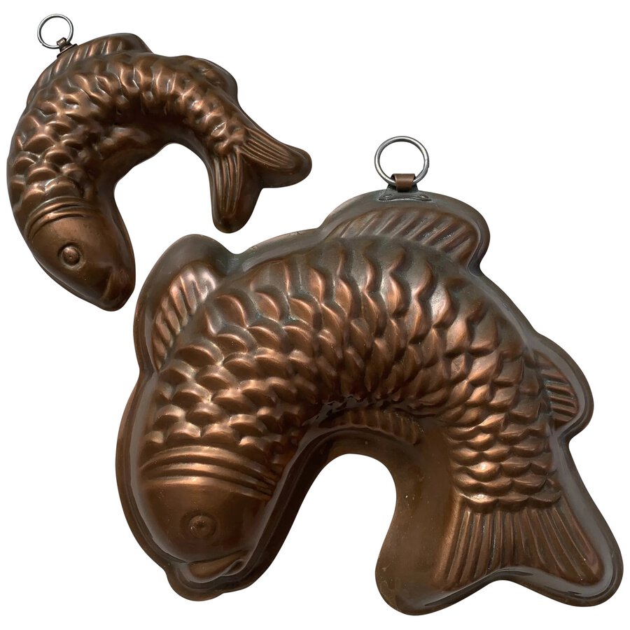 Vintage Copper Koi Fish Jelly Molds