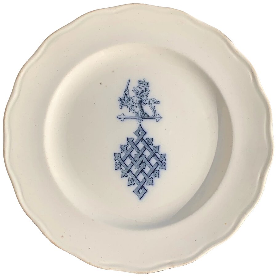 Antique French Armorial Creamware Plate