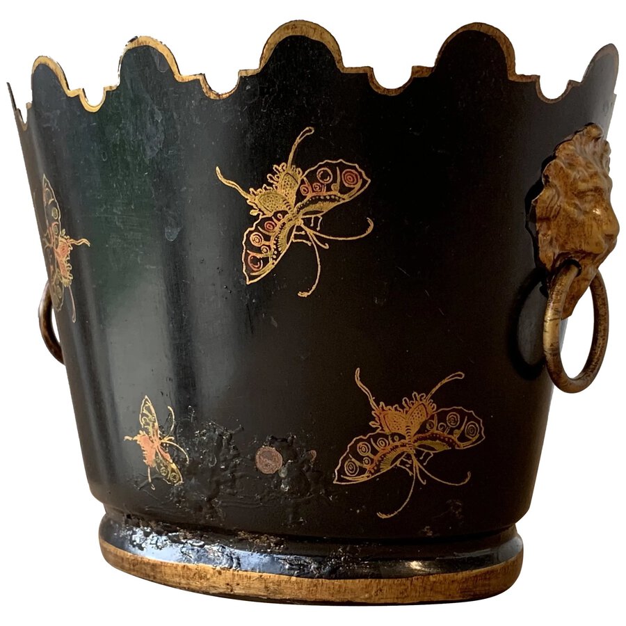 Antique Toleware Butterfly Planter
