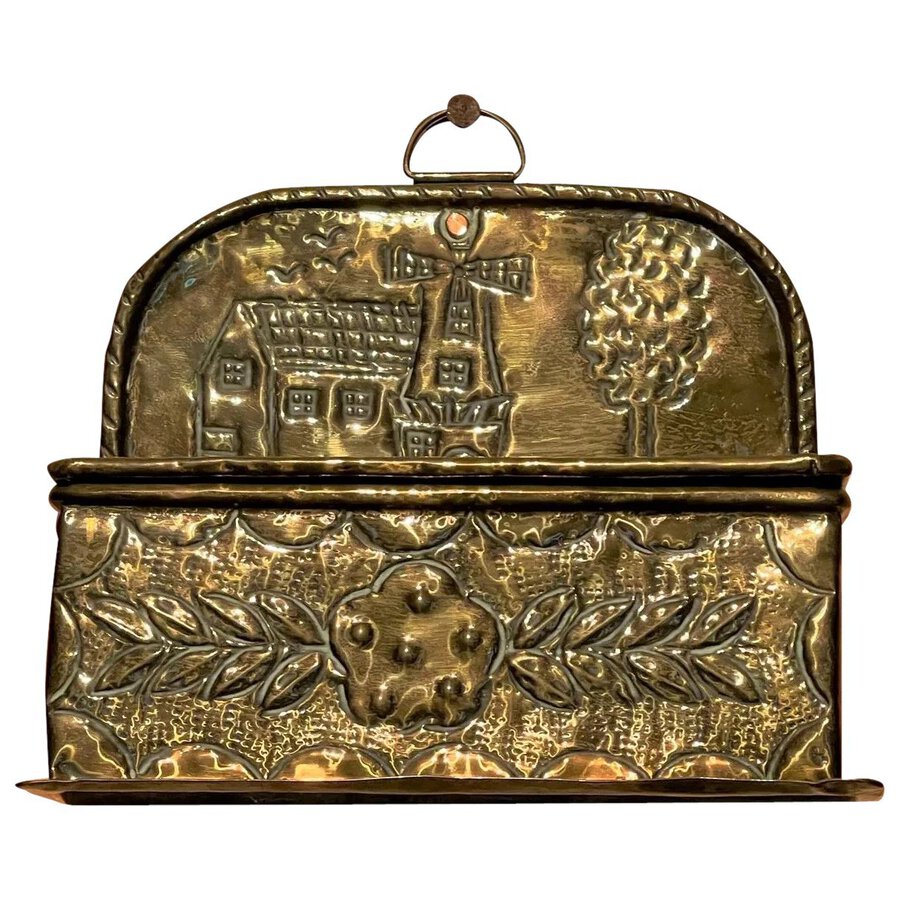 Antique English Brass Candle Box