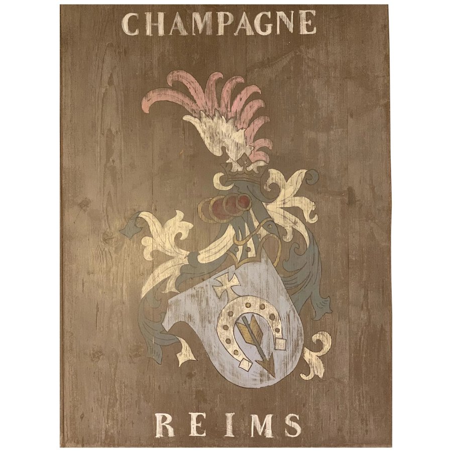 19th Century French Wooden Champagne House Sign