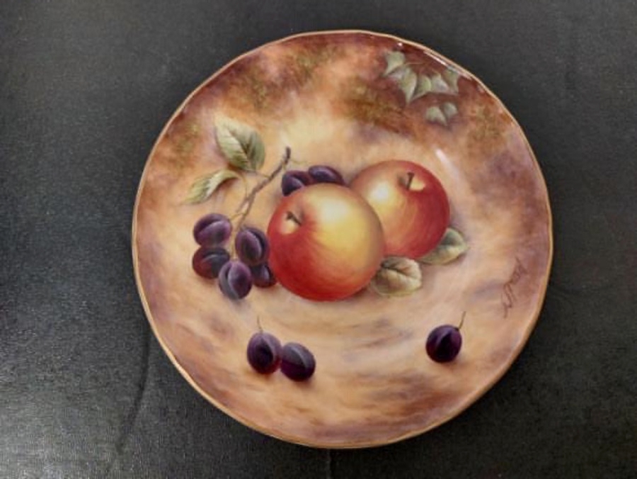 Antique Royal Worcester Hand Painted Fruit Study Plates 