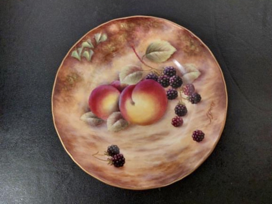 Antique Royal Worcester Hand Painted Fruit Study Plates 