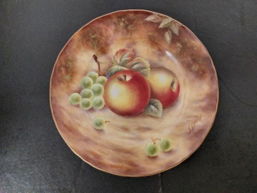 Antique Royal Worcester Hand Painted Fruit Study Plates 