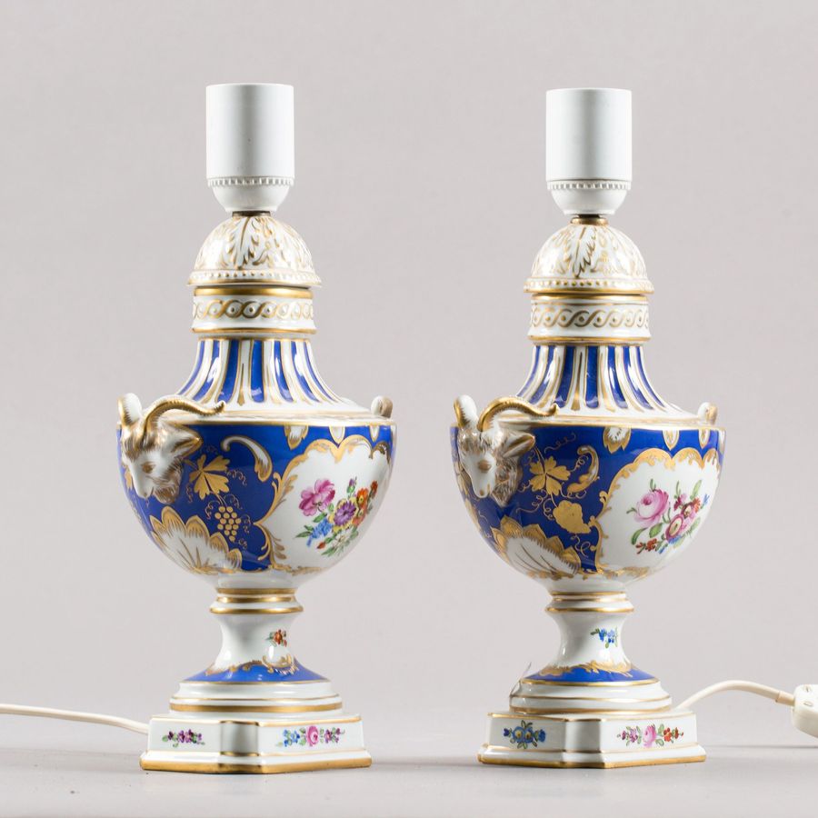 Antique Pair of porcelain lamps