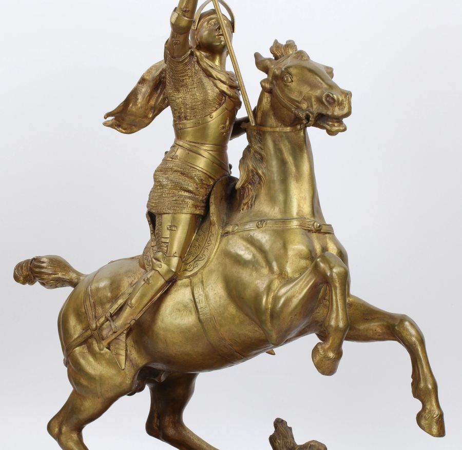 Antique Heroic bronze of an equestrian knight.