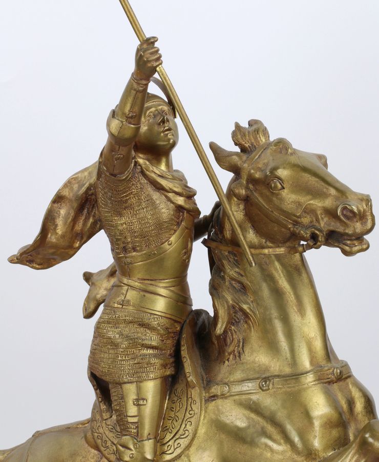 Antique Heroic bronze of an equestrian knight.