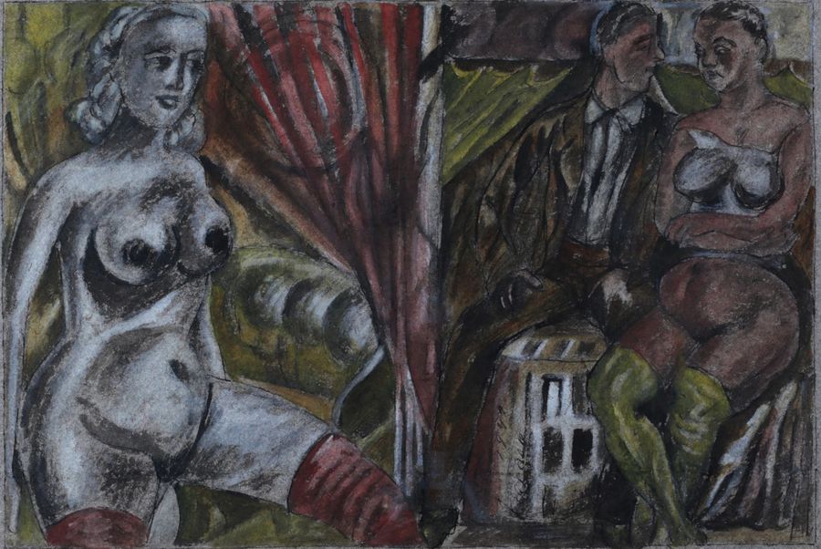 Antique Adolf Zardinsh. Erotic scene. 1942