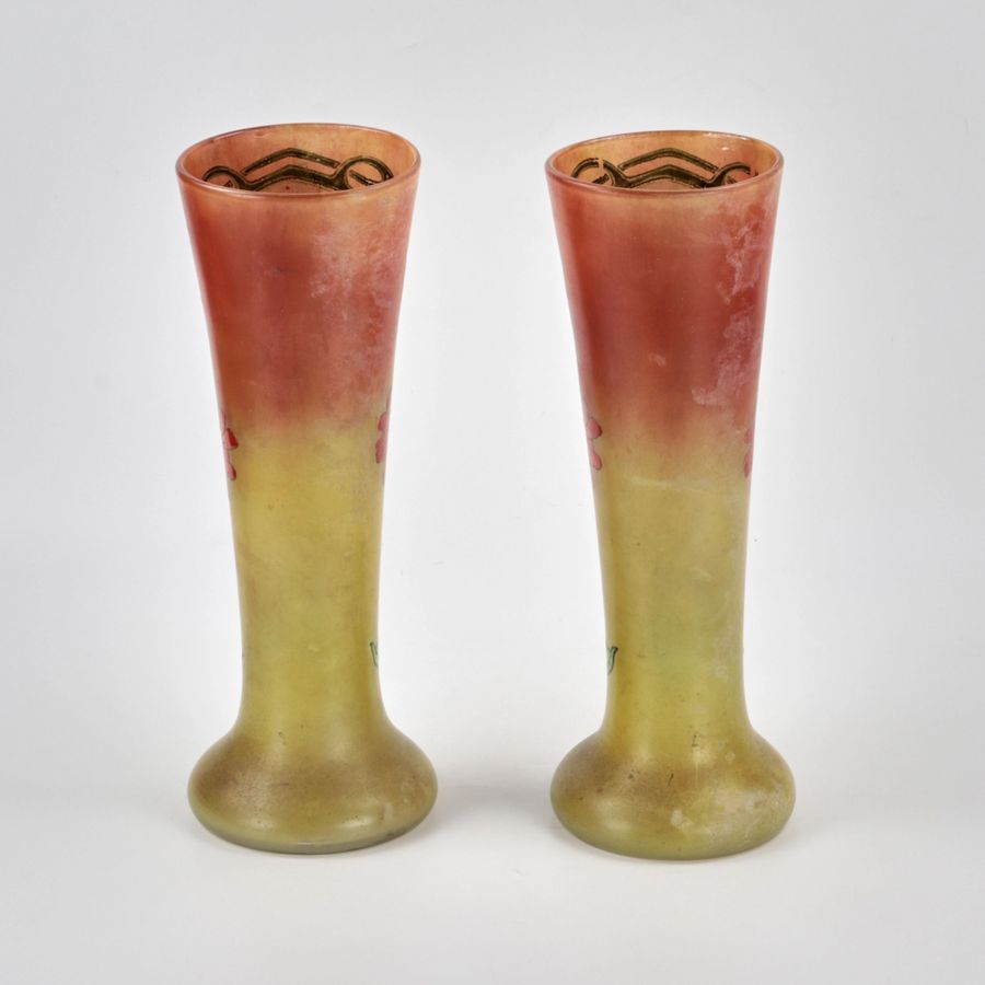 Antique Pair of Art Nouveau glass vases.