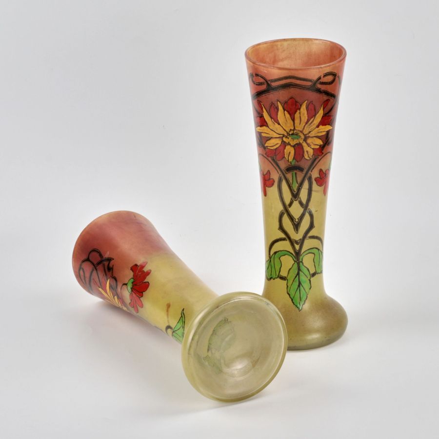Antique Pair of Art Nouveau glass vases.