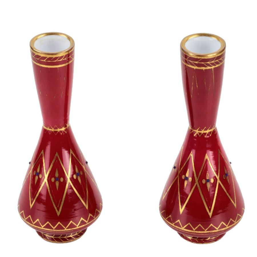 Antique A pair of vases from the Imperial Glass Factory. Mid 19th century.