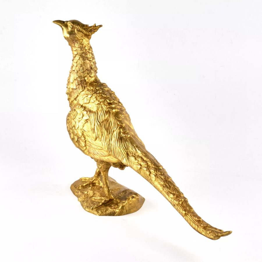 Antique Pheasant of gilded bronze.