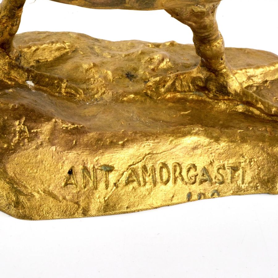 Antique Pheasant of gilded bronze.
