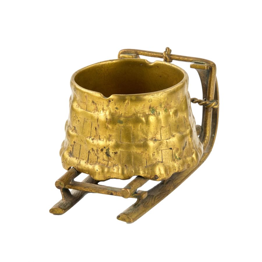 Antique Brass ashtray, inkwell - Water sleigh.