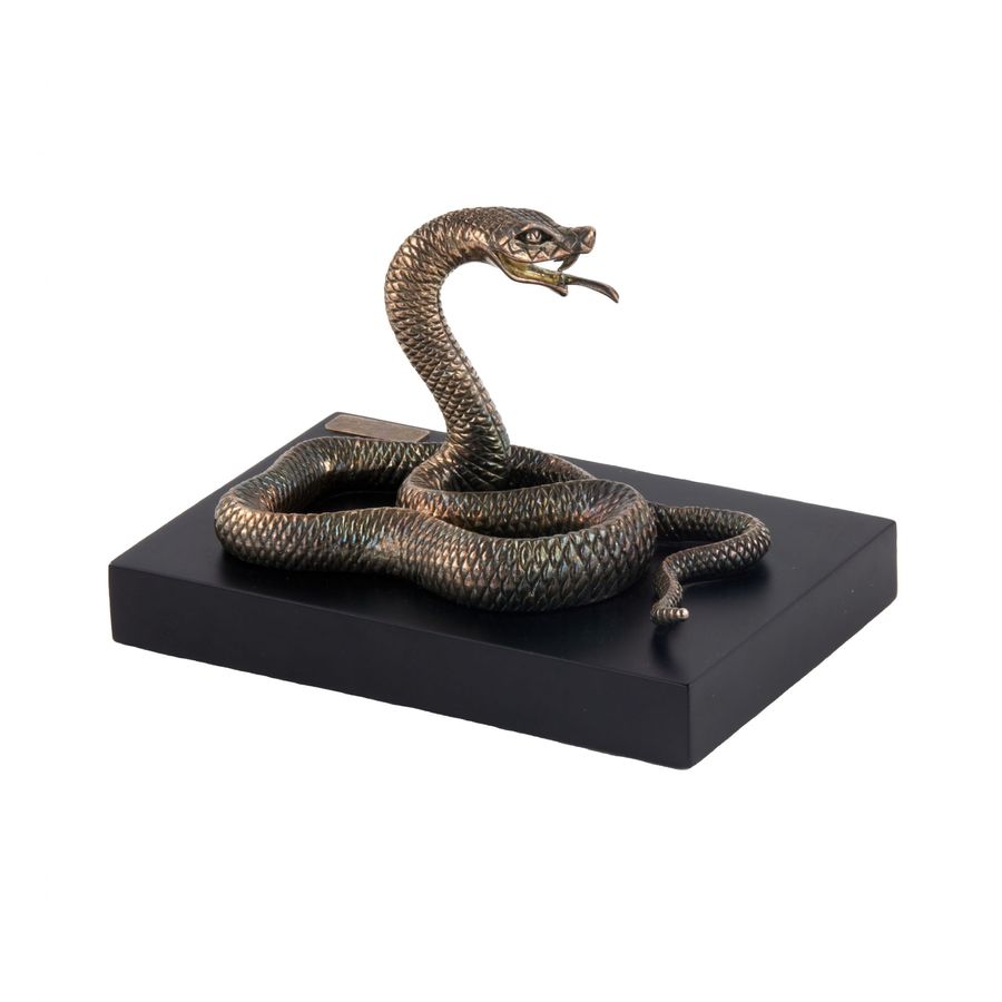 Antique Silver plated figure of a snake. Tsar imperial collection.