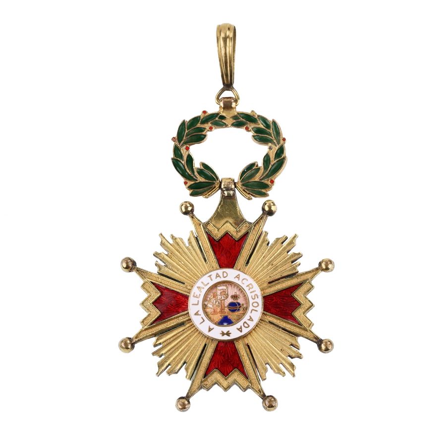 Antique Badge of the Spanish Order of Isabella the Catholic, second class.