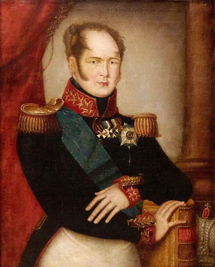 Antique Roman Maksimovich Volkov. Portrait of the Russian Tsar Alexander I, first quarter of the 19th century.