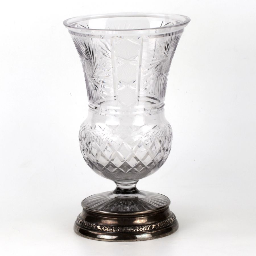 Antique Crystal vase in silver.