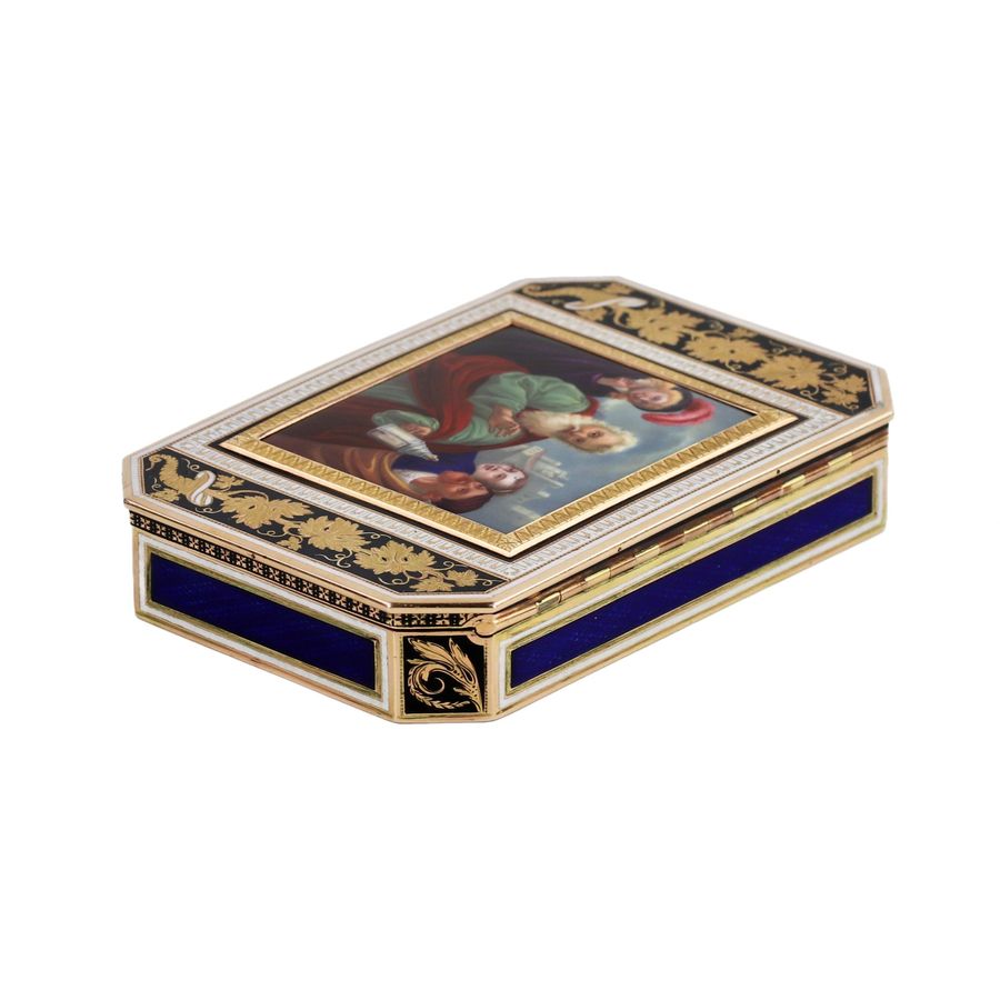 Antique Snuffbox made of gold and enamel, Hanau, 1810 -1815
