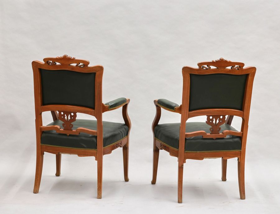 Antique Two leather armchairs Art Nouveau