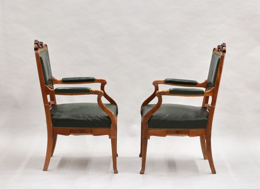 Antique Two leather armchairs Art Nouveau