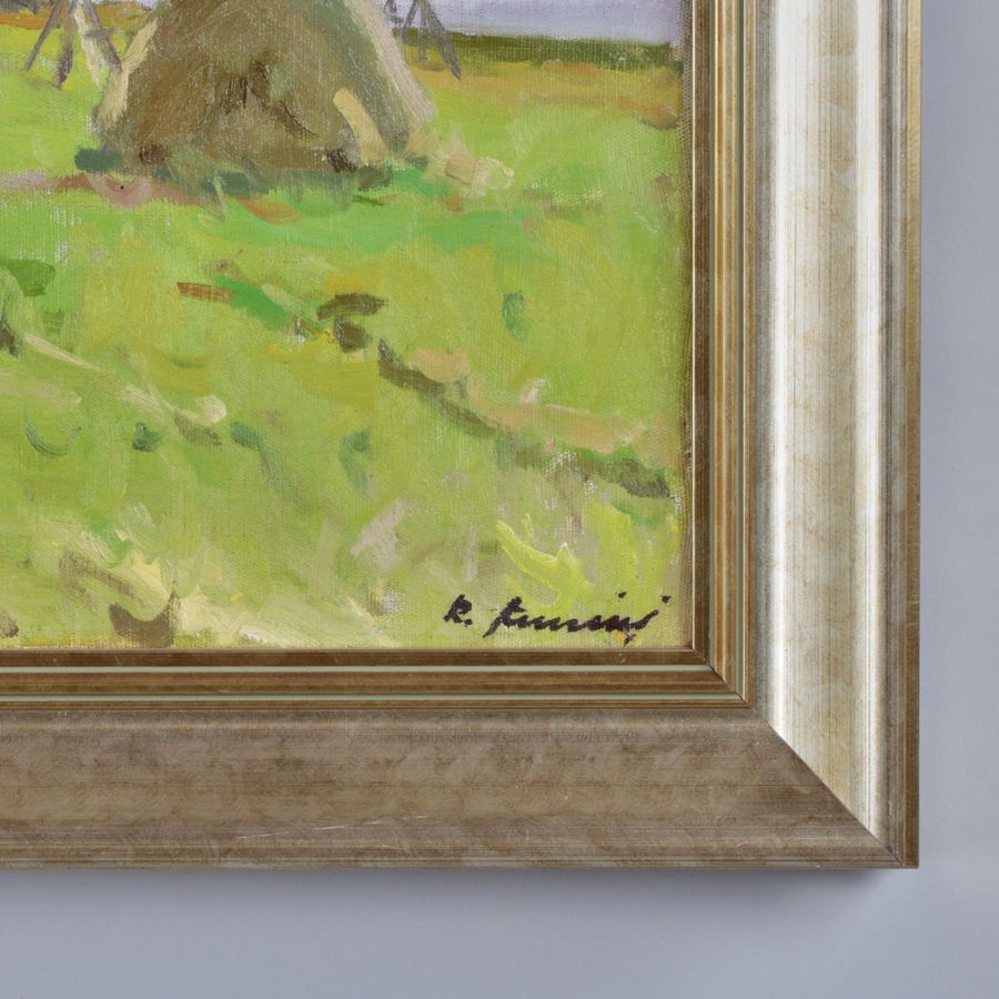 Antique Landscape Haystacks. Raimonds Auni?š (1907-1960).
