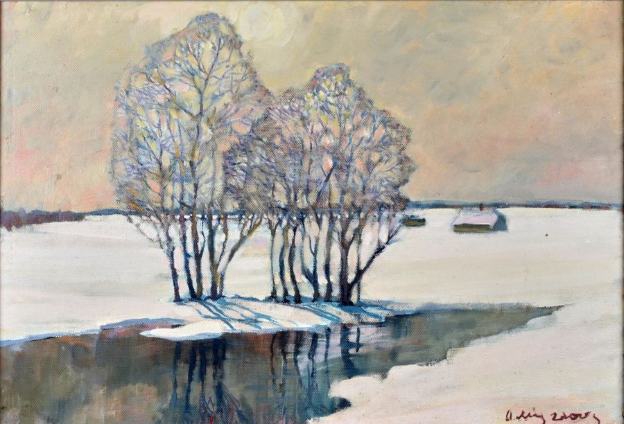 Antique Alexander Ivanovich Misurev. Jnte. Winter landscape .