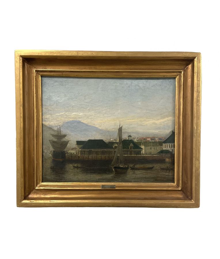 Antique Painting Oil on Canvas Attributed to Frederik Martin Sørvig . 19th Century 1878. Maritime . Norway, Bergen.