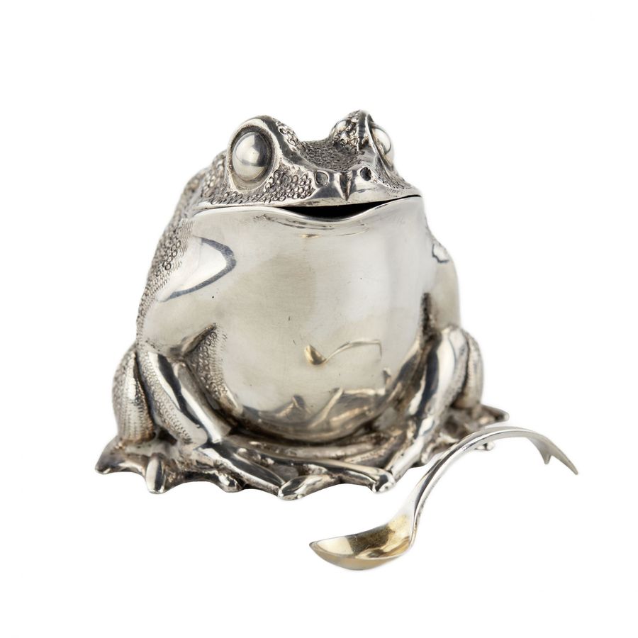 Antique Silver mustard in the form of a frog. TIFFANY & CO.