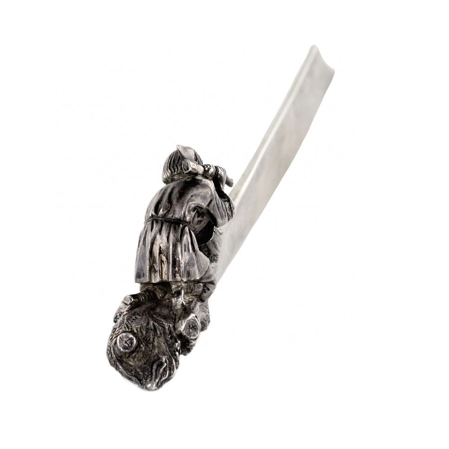 Antique Original silver paper knife, Faberge firm, last quarter of the 19th century.