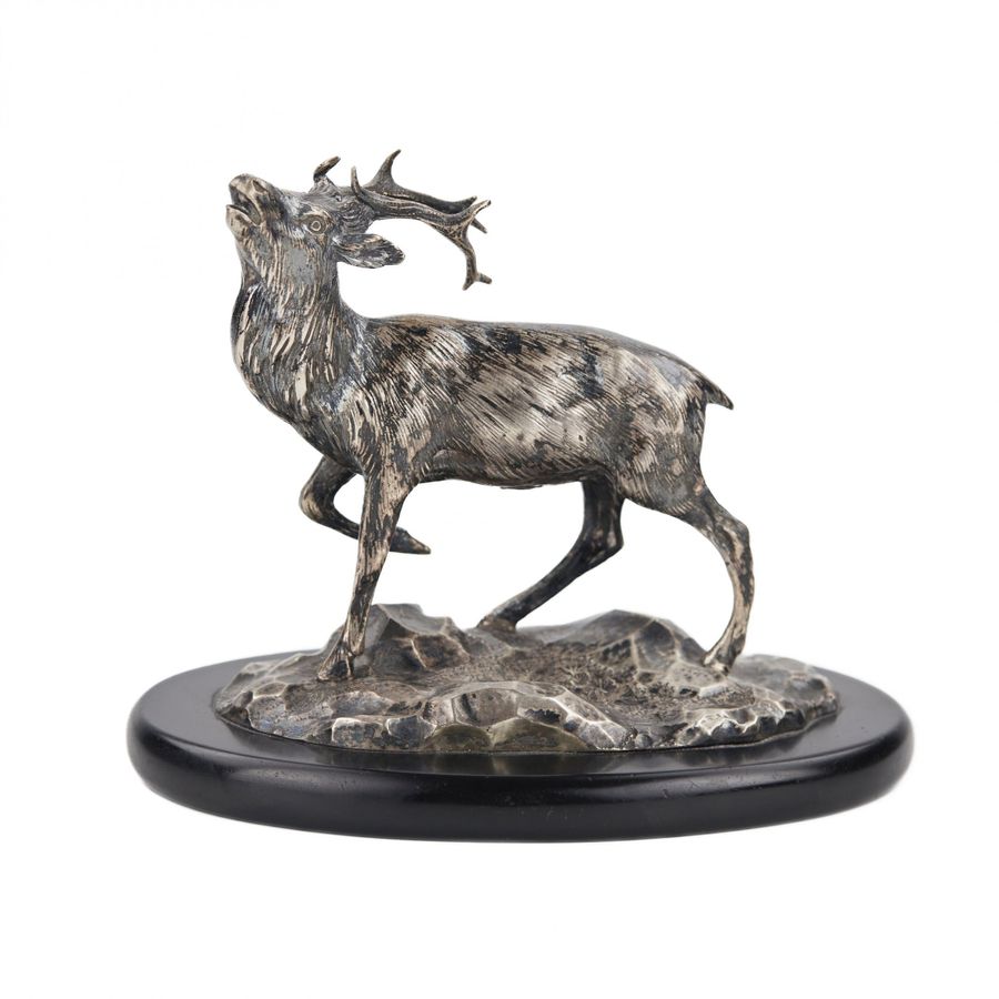 Antique Silver deer. Grachev brothers. 20th century.