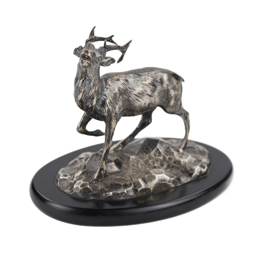 Antique Silver deer. Grachev brothers. 20th century.