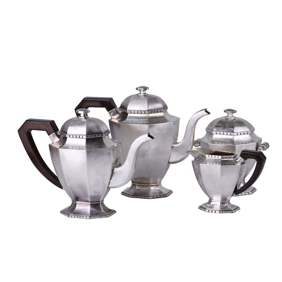 Antique Silver tea and coffee service in Art Deco style.