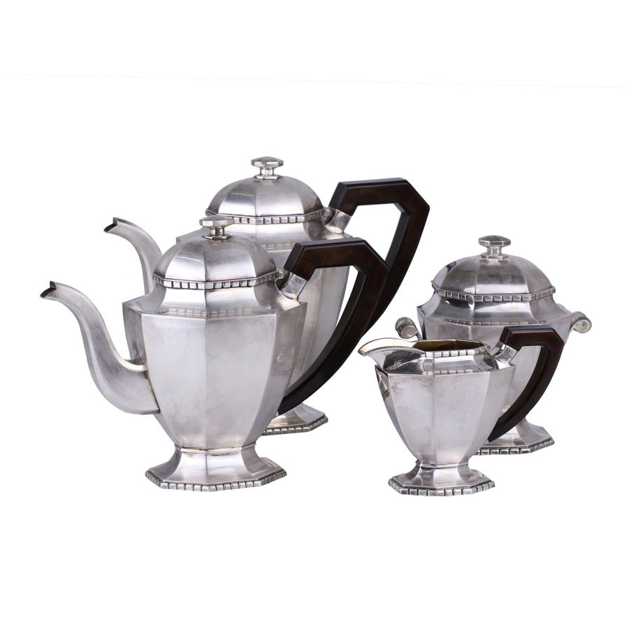 Antique Silver tea and coffee service in Art Deco style.