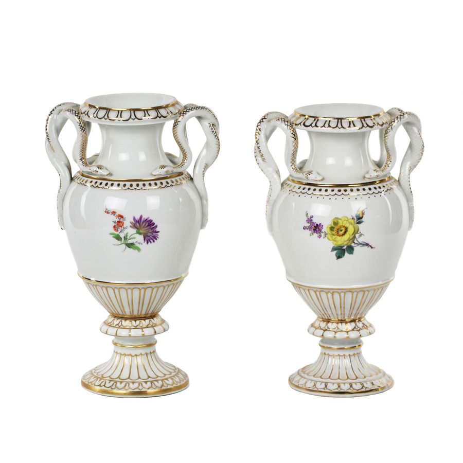 Antique Pair of Meissen porcelain vases.
