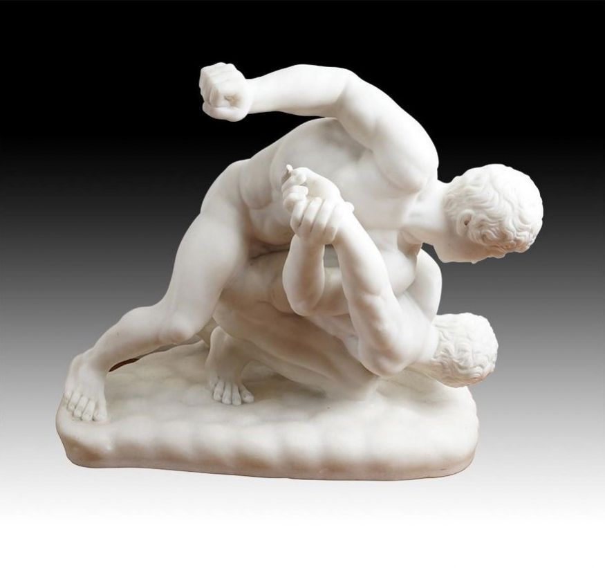 Antique Important Marble Group After The Antique The Wrestlers