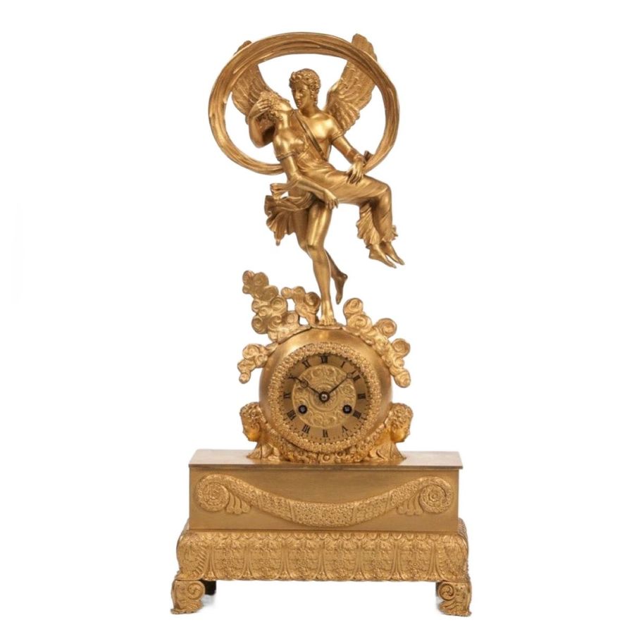 Restoration Period Bronze Clock Representing Eros And Psyche