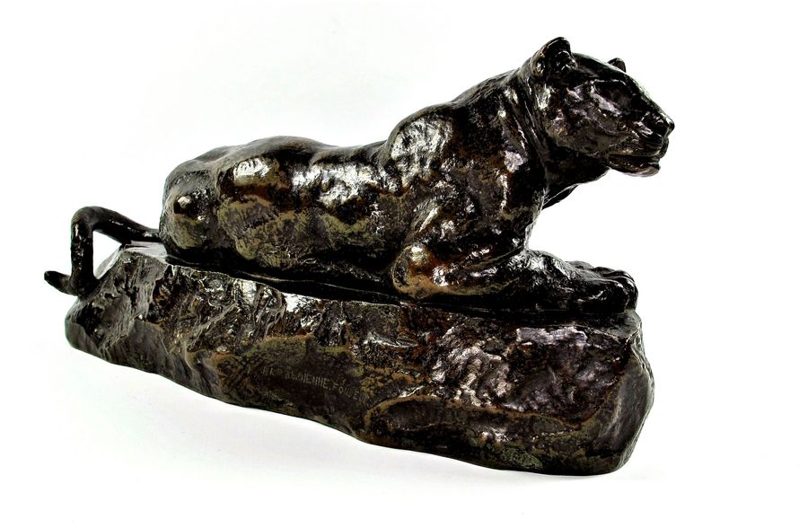 Antique Bronze By Antoine-Louis BARYE (1795-1875) Panthère De Tunis N°1