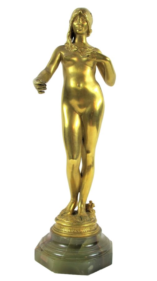 Antonin Carlès (1851-1919) “Youth” Gilt Bronze Sculpture
