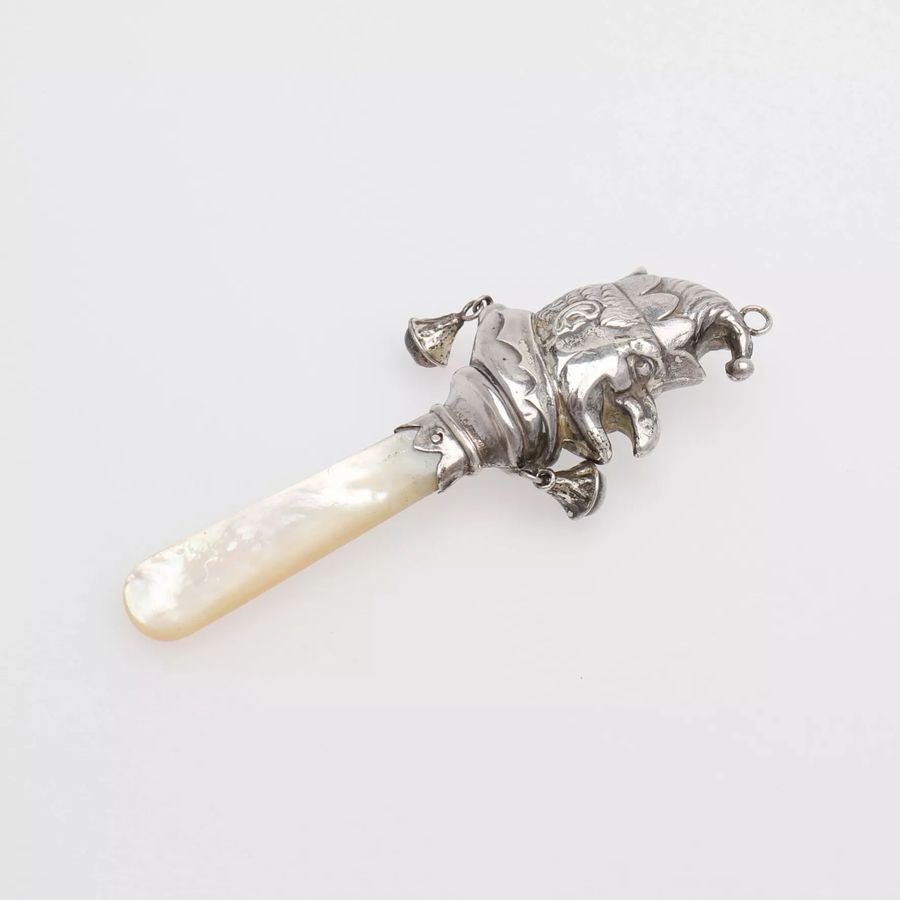 Antique English silver rattle 