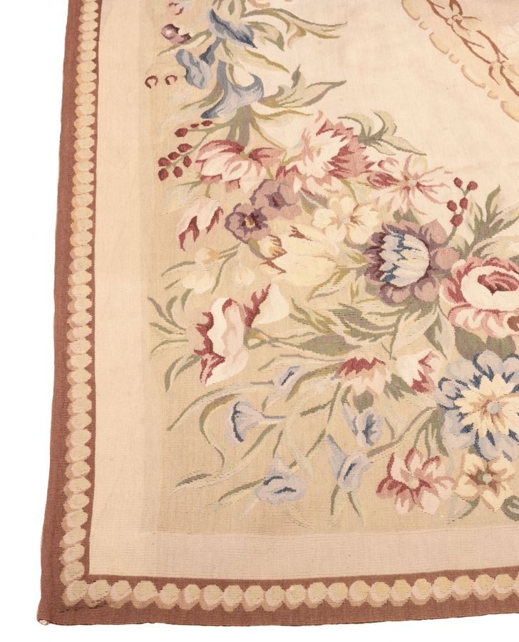 Antique Floral tapestry in Aubusson style. The end of the 19th century.