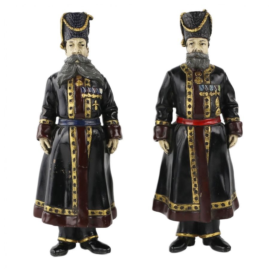 Pair of bronze figures of Russian Cossacks, personal guard of the Imperial Family. In the style o...