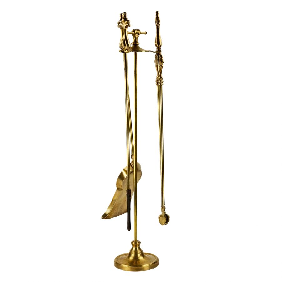 Antique Fine, gilded bronze fireplace set in Louis XV style. 19th century.